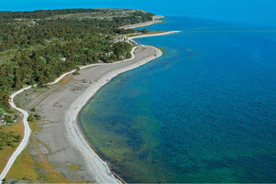 Flygbild som visar kustremsa